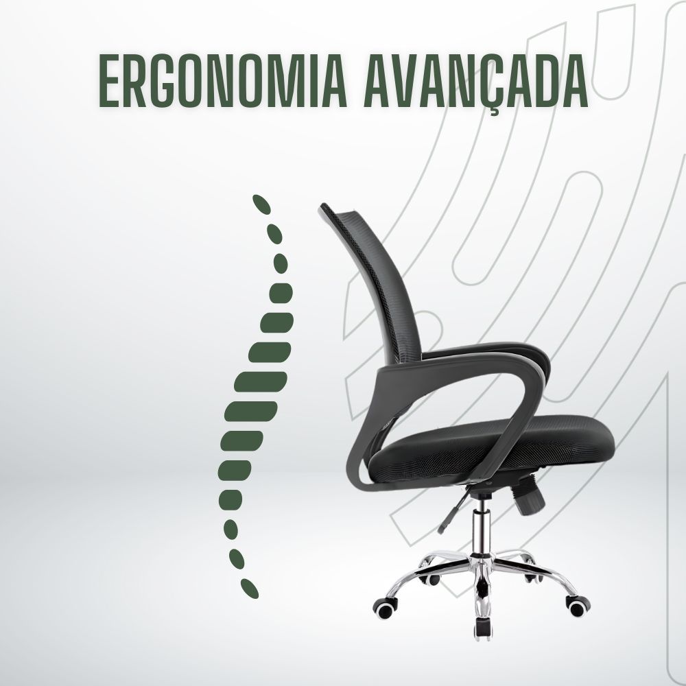 Cadeira De Escritório Ergonômica B33 Luvinco Estofado Mesh Braço Executivo Giratória Ajustável