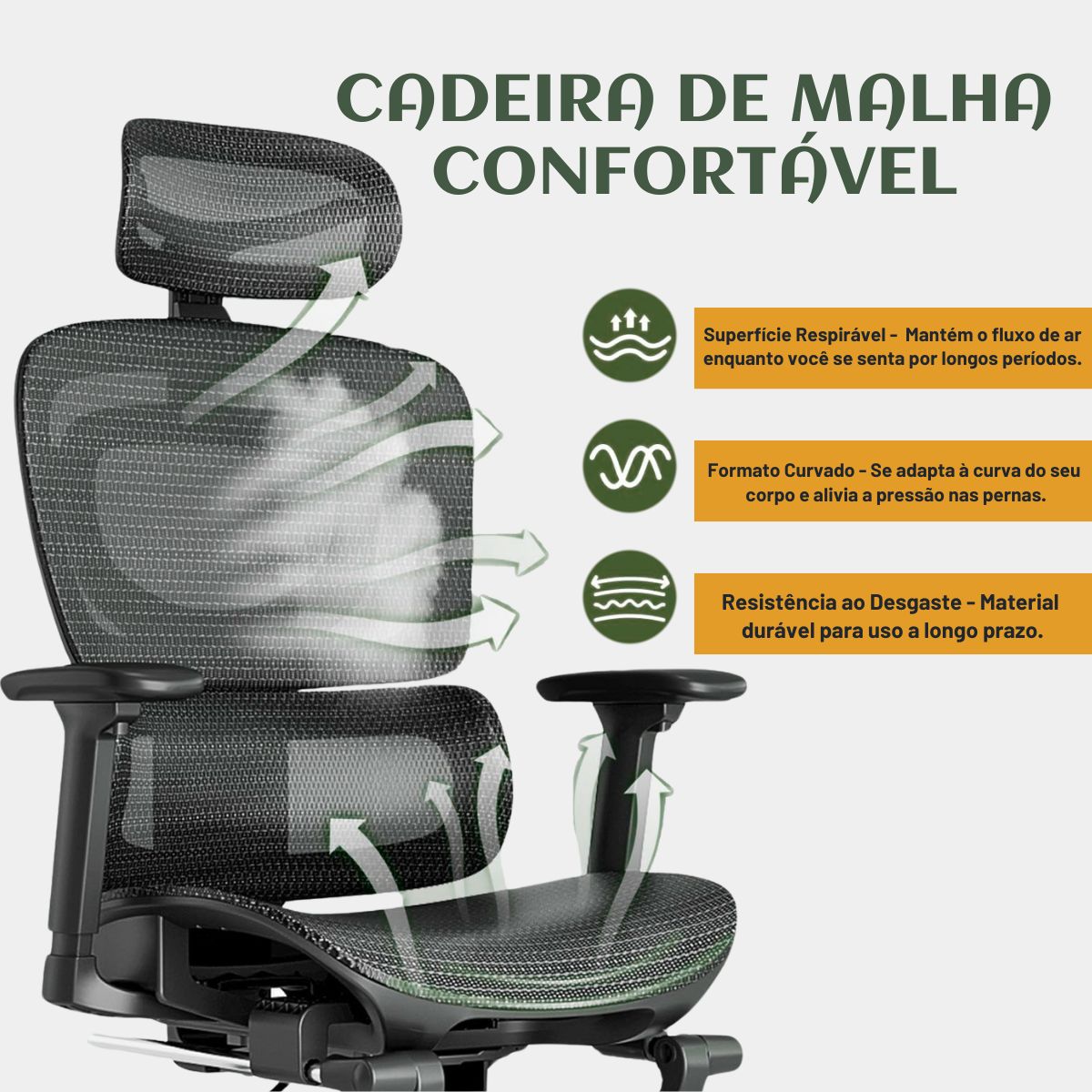 Cadeira De Escritório Ergonômica Mônaco BT07 e WT07 Preto e Branco Luvinco Malha Respirável com Suporte Lombar Adaptável Apoio para Pés Retrátil Encosto Ajustável Seis Posições Suporta 200kg