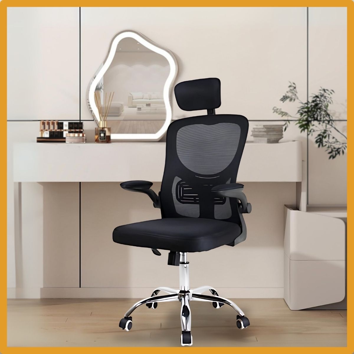 Cadeira De Escritório Ergonômica Giratória Boston B100/G100 Cor Preta/Cinza Com Estofado Mesh e Ajuste Lombar Luvinco