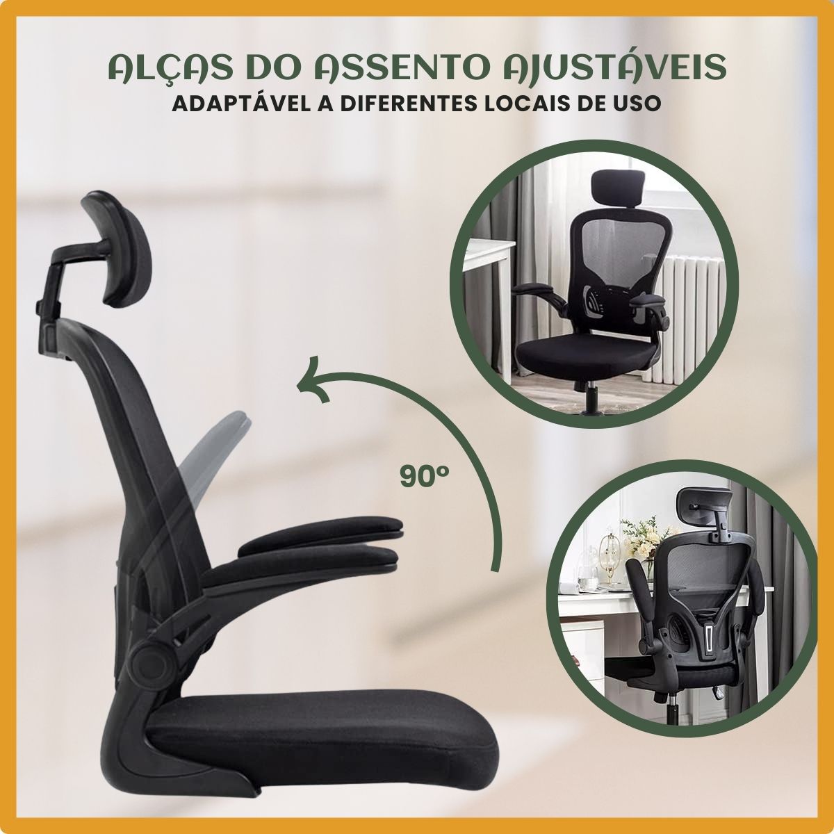 Cadeira De Escritório Ergonômica Giratória Boston B100/G100 Cor Preta/Cinza Com Estofado Mesh e Ajuste Lombar Luvinco