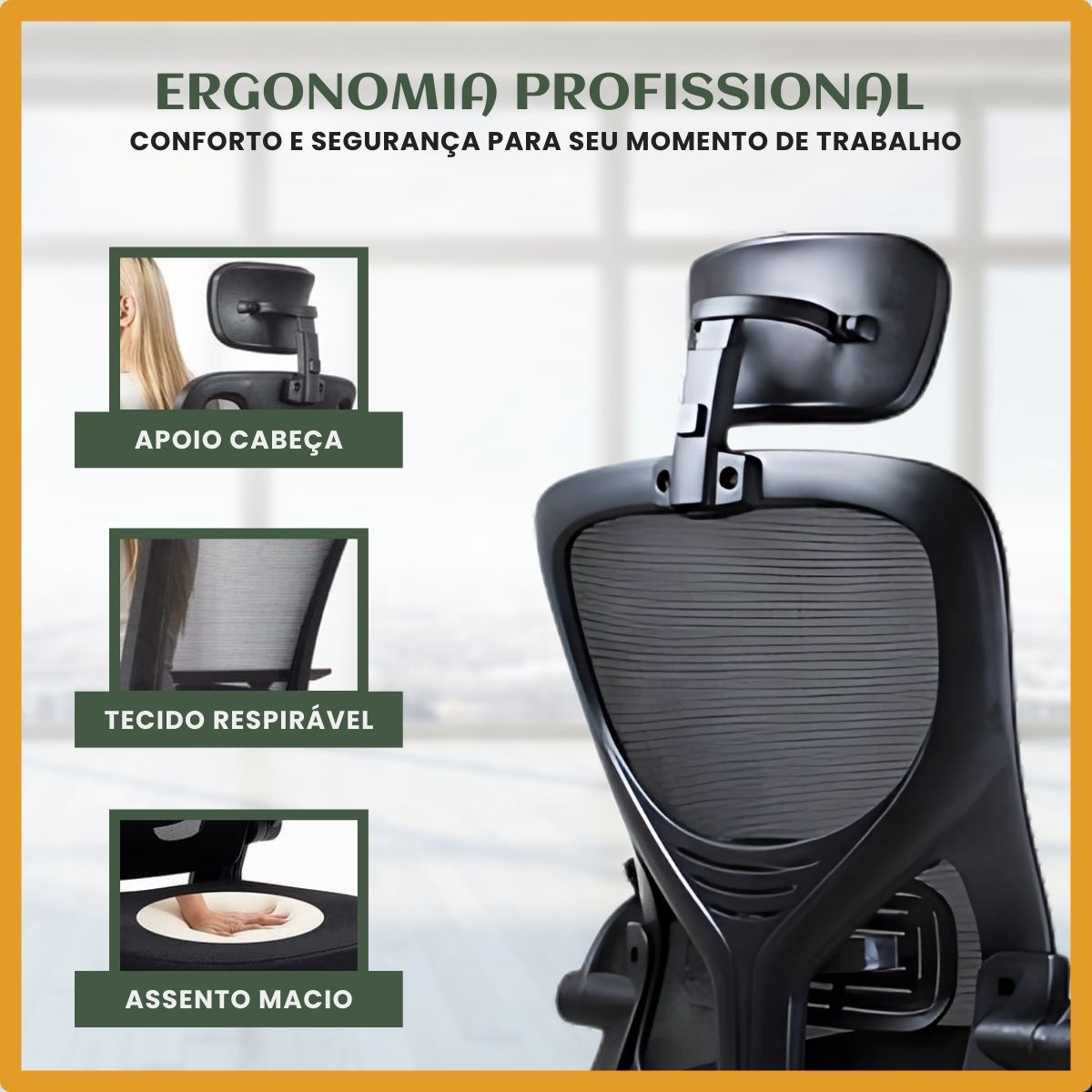 Cadeira De Escritório Ergonômica Giratória Boston B100/G100 Cor Preta/Cinza Com Estofado Mesh e Ajuste Lombar Luvinco