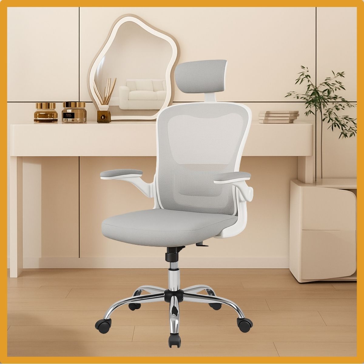 Cadeira De Escritório Ergonômica Giratória Boston B100/G100 Cor Preta/Cinza Com Estofado Mesh e Ajuste Lombar Luvinco