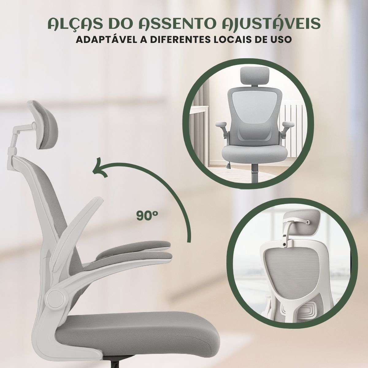 Cadeira De Escritório Ergonômica Giratória Boston B100/G100 Cor Preta/Cinza Com Estofado Mesh e Ajuste Lombar Luvinco