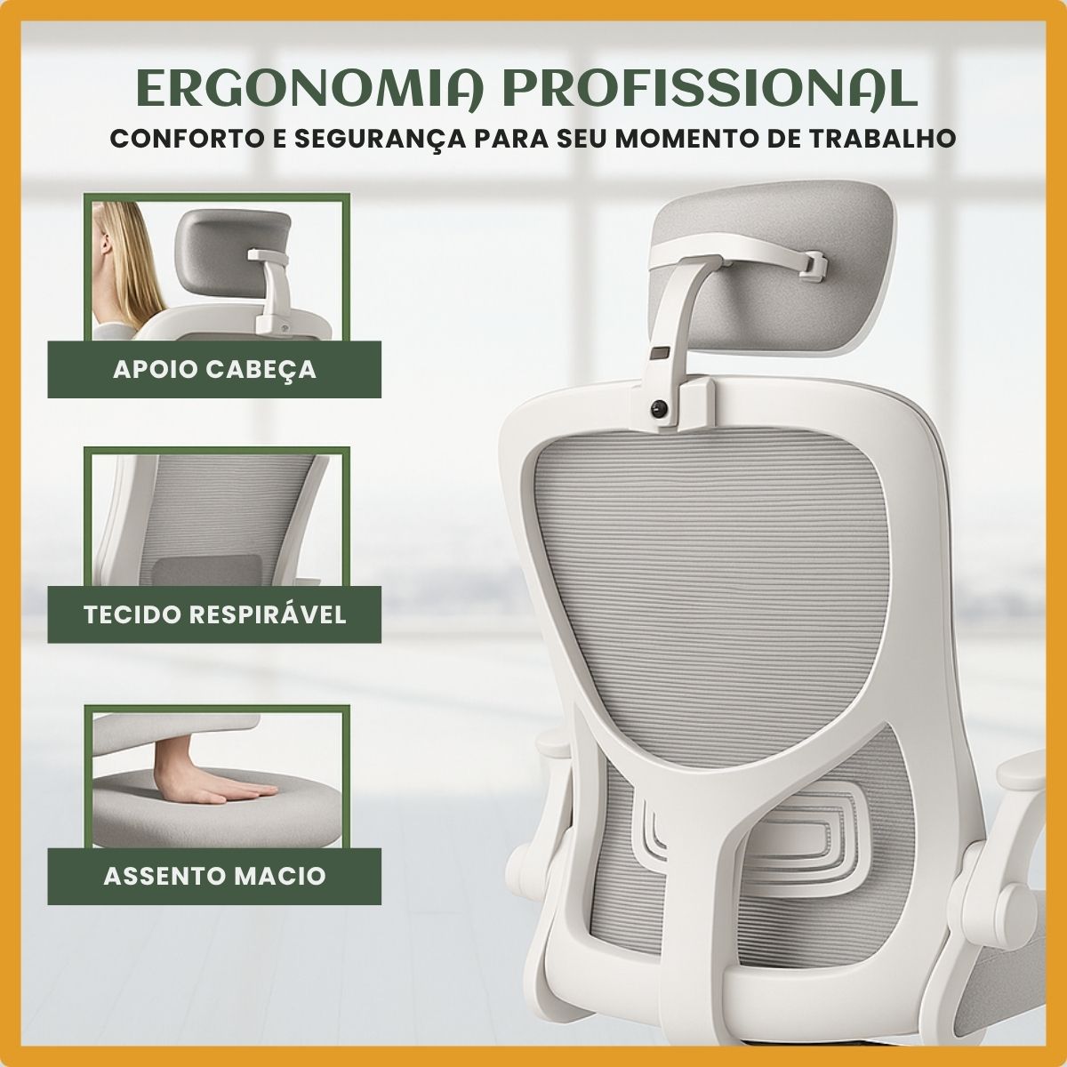 Cadeira De Escritório Ergonômica Giratória Boston B100/G100 Cor Preta/Cinza Com Estofado Mesh e Ajuste Lombar Luvinco