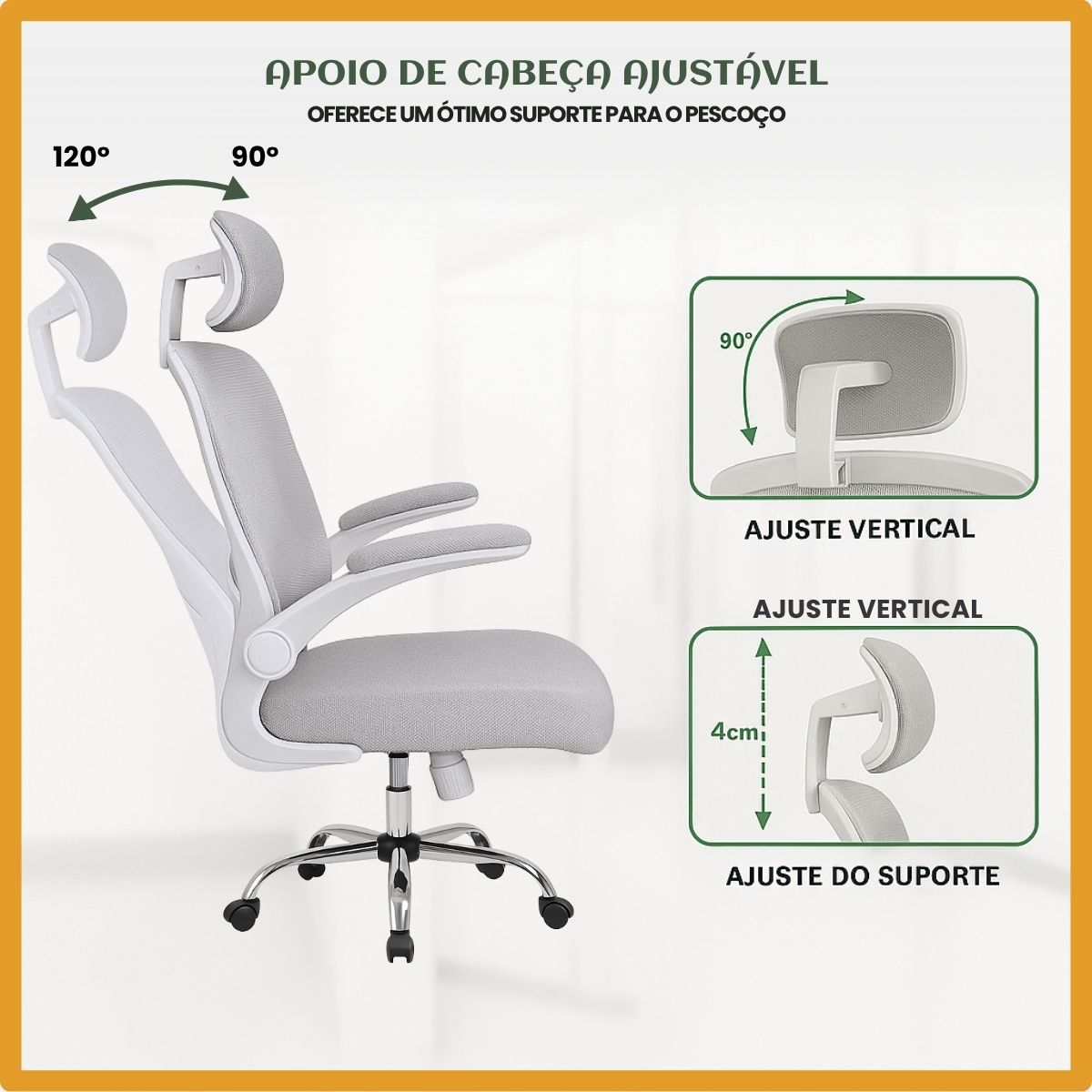 Cadeira De Escritório Ergonômica Giratória Boston B100/G100 Cor Preta/Cinza Com Estofado Mesh e Ajuste Lombar Luvinco