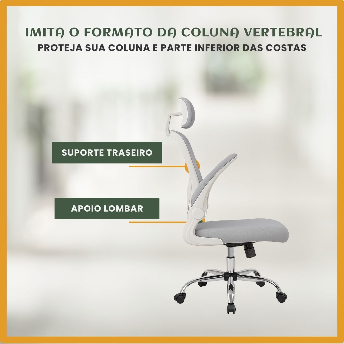 Cadeira De Escritório Ergonômica Giratória Boston B100/G100 Cor Preta/Cinza Com Estofado Mesh e Ajuste Lombar Luvinco