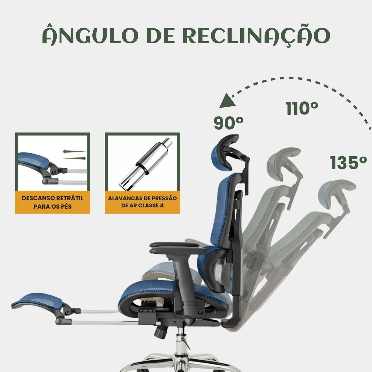 Cadeira De Escritório Ergonômica Mônaco BT07 e WT07 Preto e Branco Luvinco Malha Respirável com Suporte Lombar Adaptável Apoio para Pés Retrátil Encosto Ajustável Seis Posições Suporta 200kg