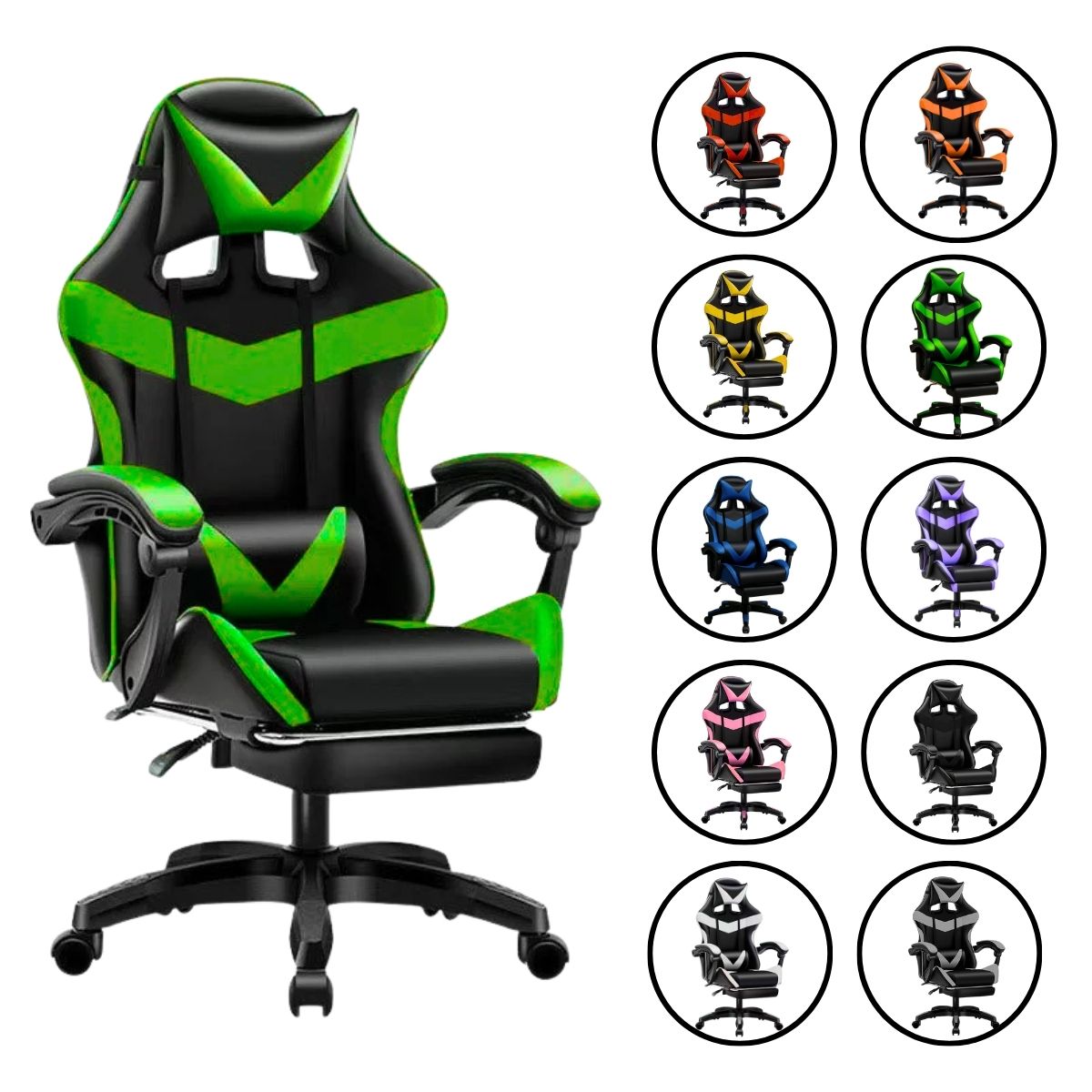 Cadeira De Escritório Gamer Nitro Ergonômica Estofado Couro Sintético Reclinável Altura Ajustável Apoio Para Pés LuvinCo