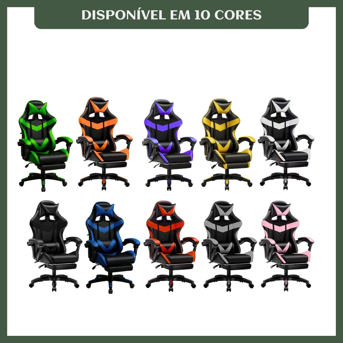 Cadeira De Escritório Gamer Nitro Ergonômica Estofado Couro Sintético Reclinável Altura Ajustável Apoio Para Pés LuvinCo