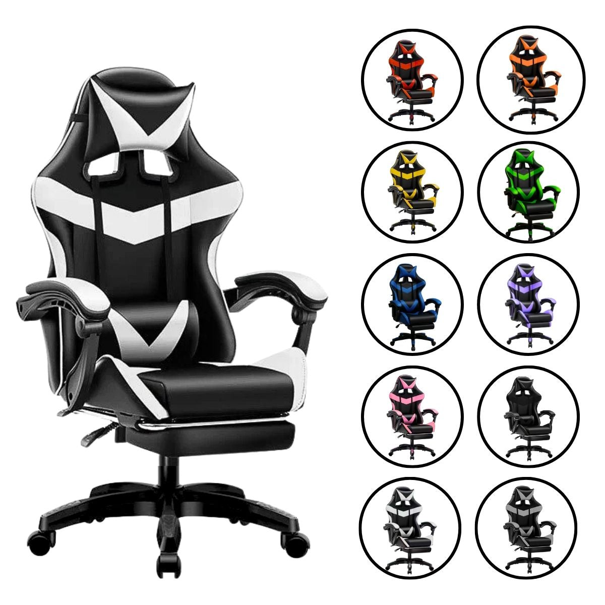 Cadeira De Escritório Gamer Nitro Ergonômica Estofado Couro Sintético Reclinável Altura Ajustável Apoio Para Pés LuvinCo