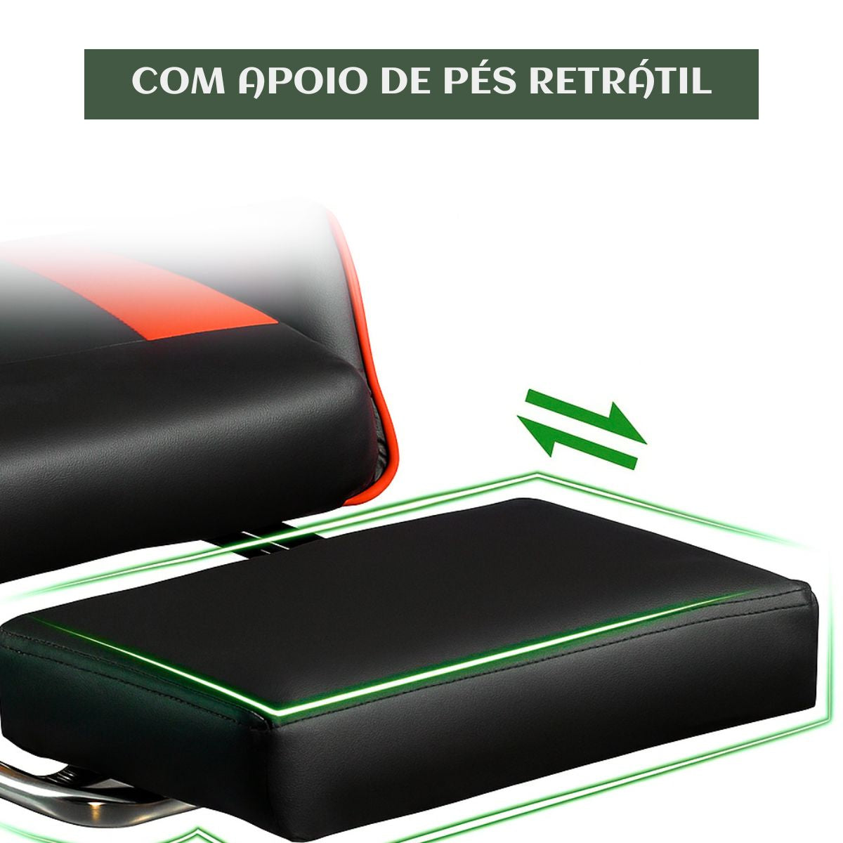 Cadeira De Escritório Gamer Nitro Ergonômica Estofado Couro Sintético Reclinável Altura Ajustável Apoio Para Pés LuvinCo