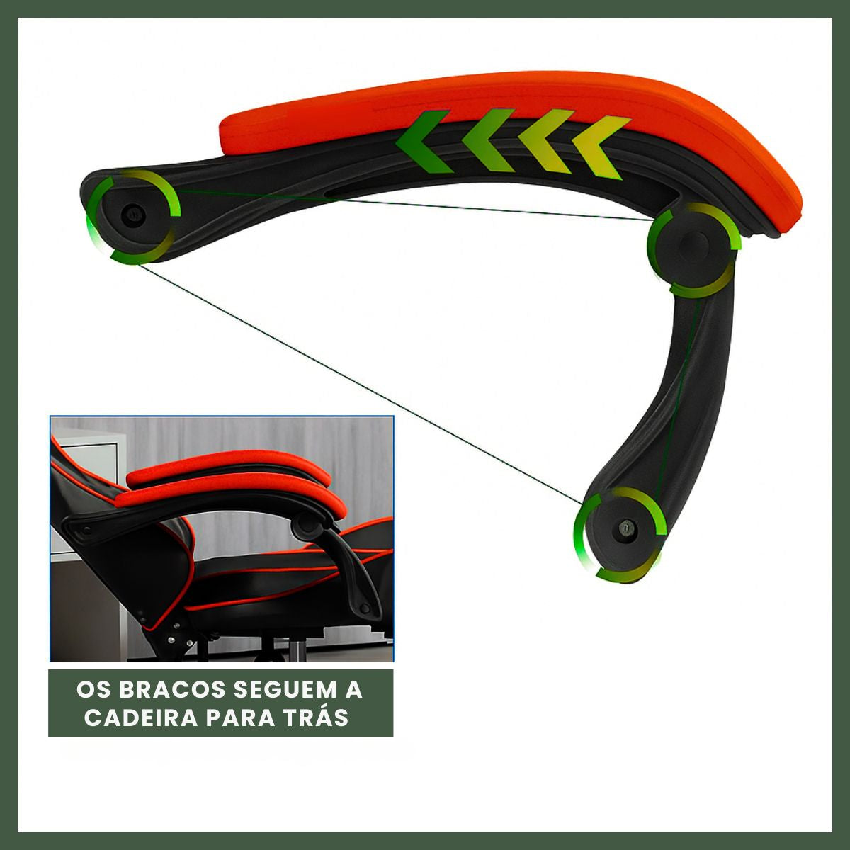 Cadeira De Escritório Gamer Nitro Ergonômica Estofado Couro Sintético Reclinável Altura Ajustável Apoio Para Pés LuvinCo