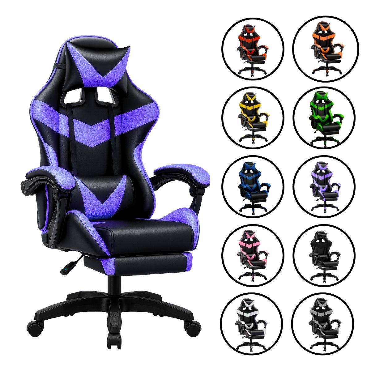 Cadeira De Escritório Gamer Nitro Ergonômica Estofado Couro Sintético Reclinável Altura Ajustável Apoio Para Pés LuvinCo