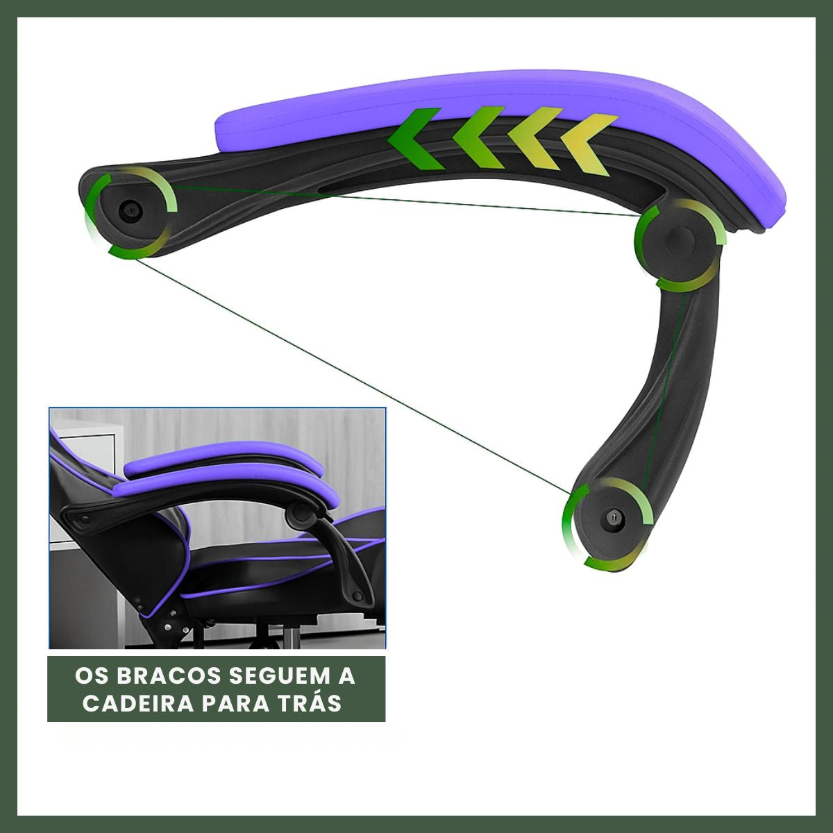 Cadeira De Escritório Gamer Nitro Ergonômica Estofado Couro Sintético Reclinável Altura Ajustável Apoio Para Pés LuvinCo