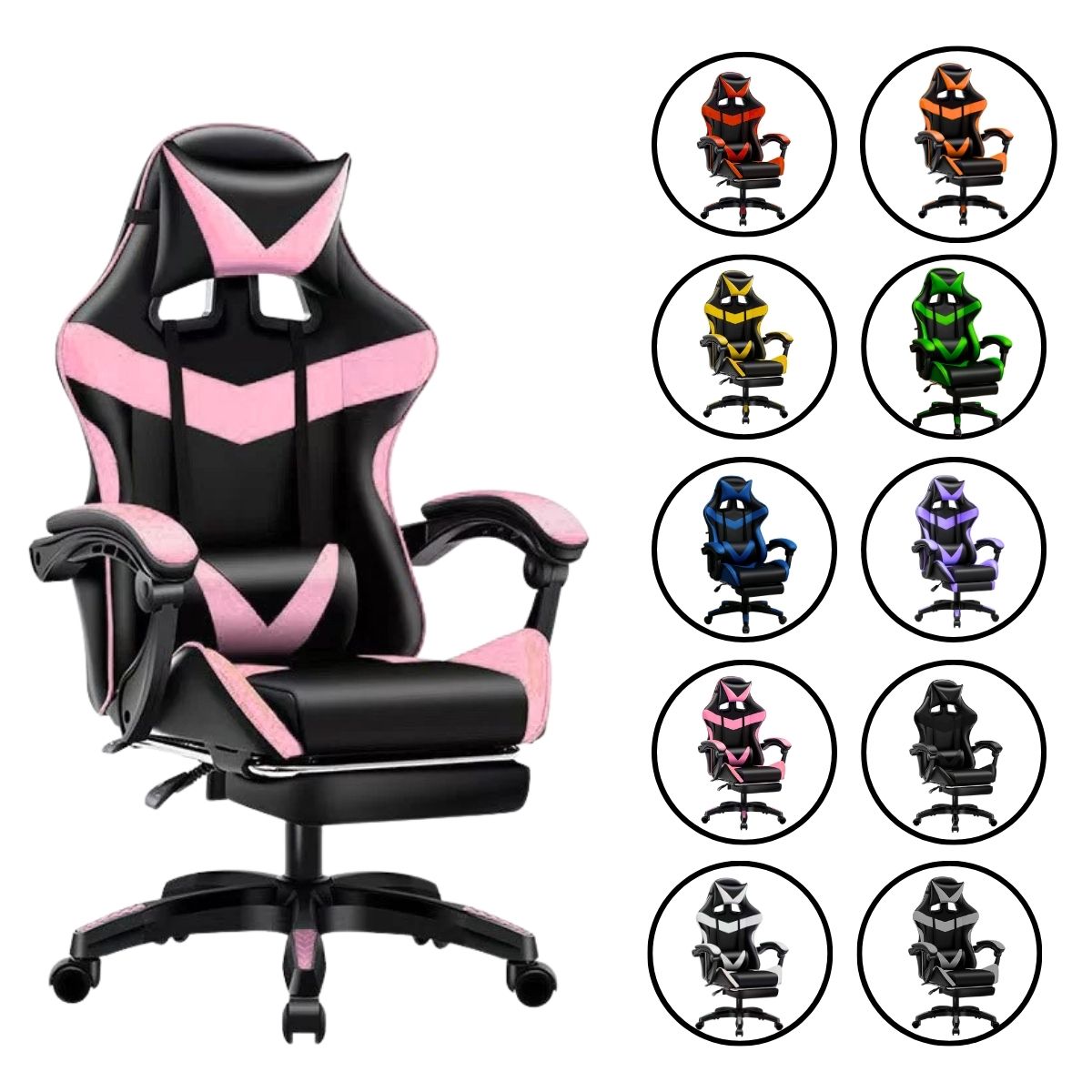 Cadeira De Escritório Gamer Nitro Ergonômica Estofado Couro Sintético Reclinável Altura Ajustável Apoio Para Pés LuvinCo