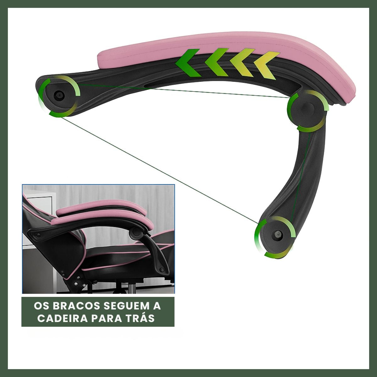 Cadeira De Escritório Gamer Nitro Ergonômica Estofado Couro Sintético Reclinável Altura Ajustável Apoio Para Pés LuvinCo