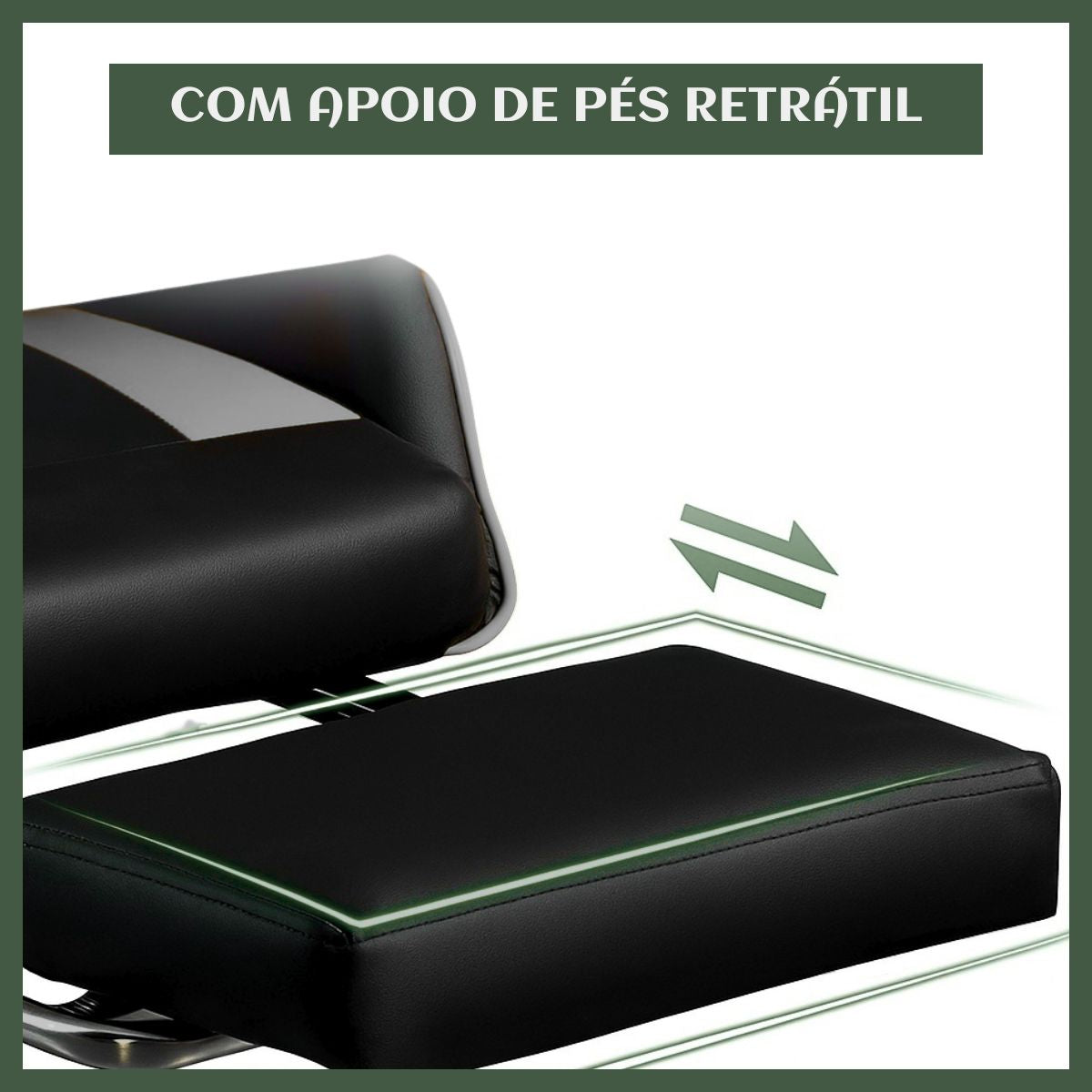 Cadeira De Escritório Gamer Nitro Ergonômica Estofado Couro Sintético Reclinável Altura Ajustável Apoio Para Pés LuvinCo