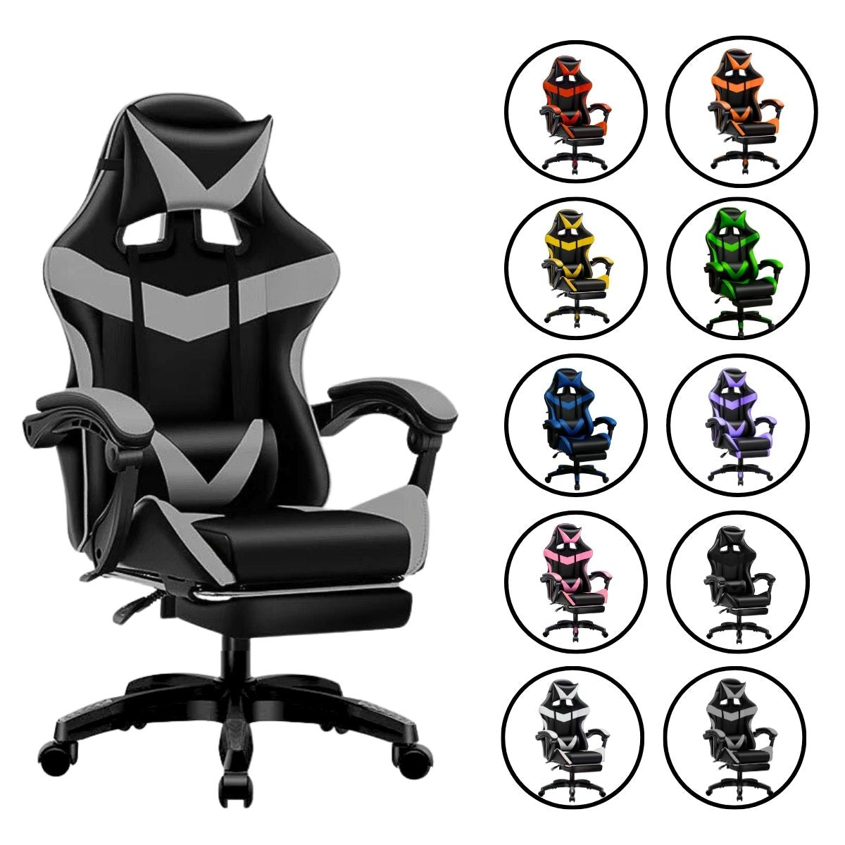 Cadeira De Escritório Gamer Nitro Ergonômica Estofado Couro Sintético Reclinável Altura Ajustável Apoio Para Pés LuvinCo