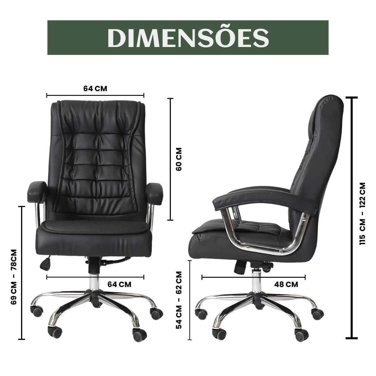 Cadeira De Escritório Miami Preta Presidente Ergonômica Tecnológica Com 42 Molas Ensacadas Revestimento Pillow Top LuvinCo