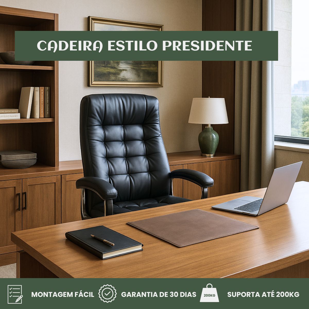 Cadeira De Escritório Miami Preta Presidente Ergonômica Tecnológica Com 42 Molas Ensacadas Revestimento Pillow Top LuvinCo