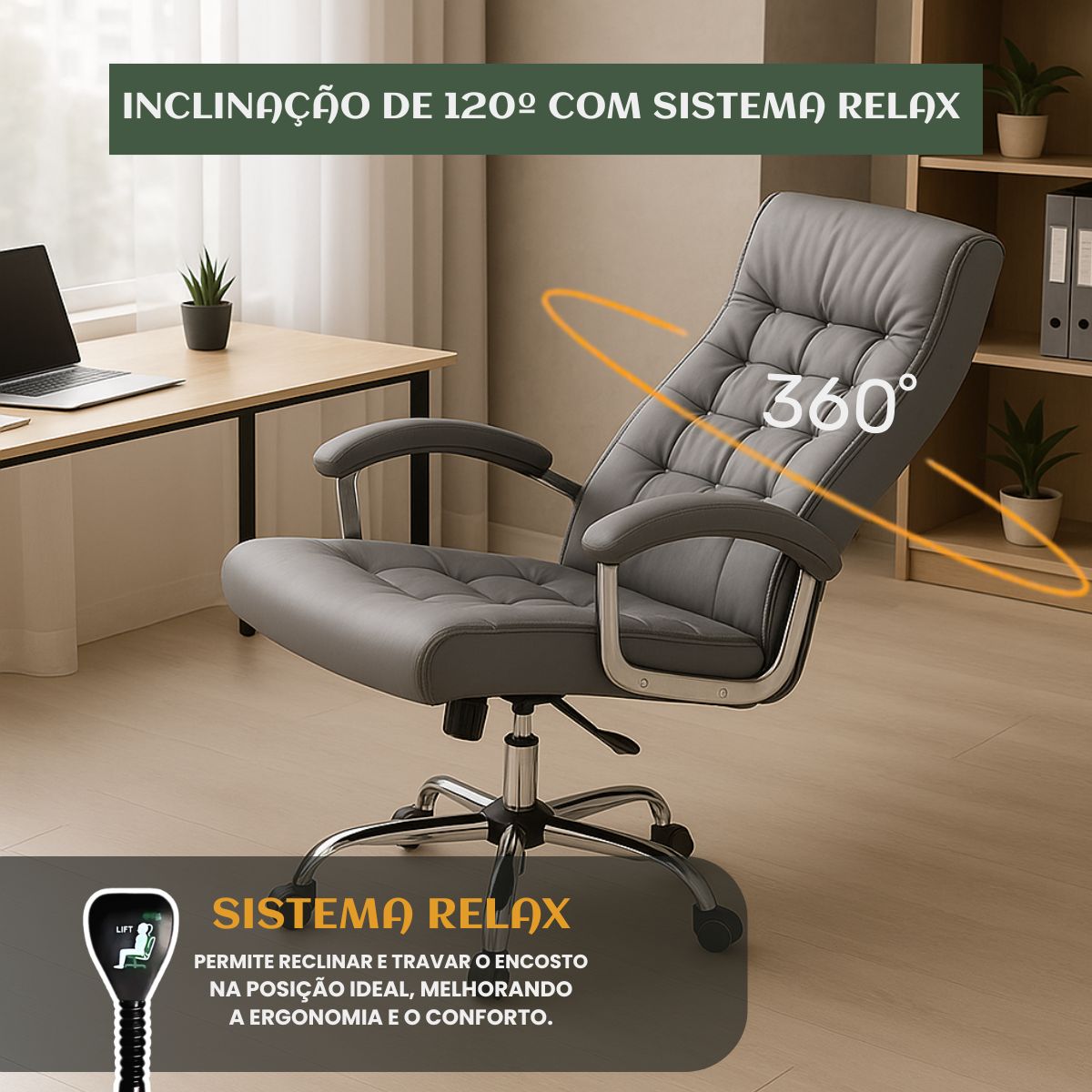 Cadeira De Escritório Miami Preta Presidente Ergonômica Tecnológica Com 42 Molas Ensacadas Revestimento Pillow Top LuvinCo