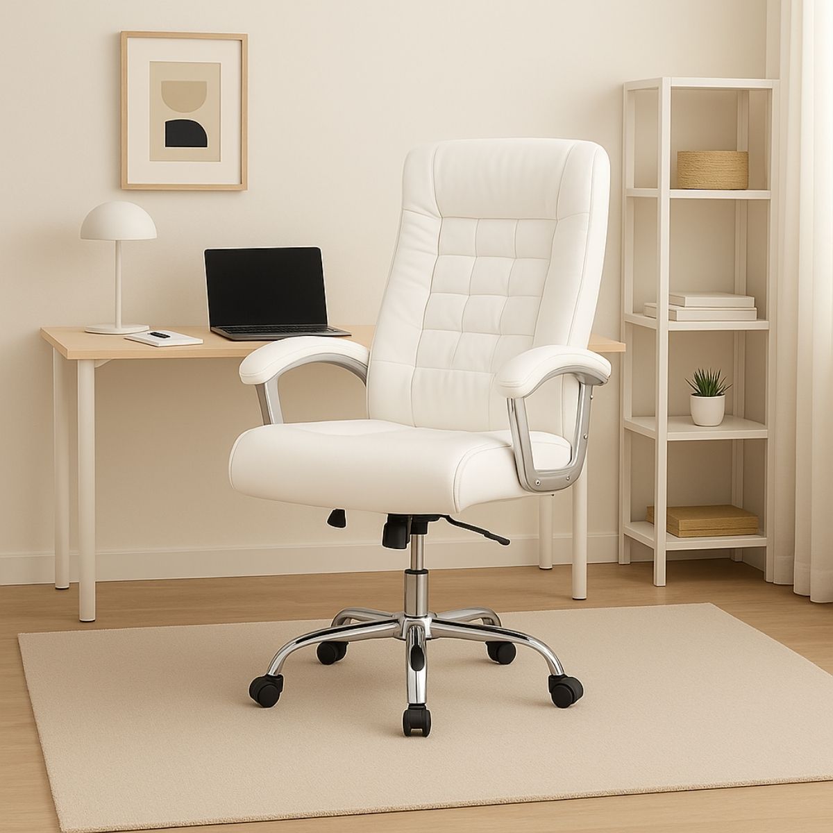 Cadeira De Escritório Miami Preta Presidente Ergonômica Tecnológica Com 42 Molas Ensacadas Revestimento Pillow Top LuvinCo