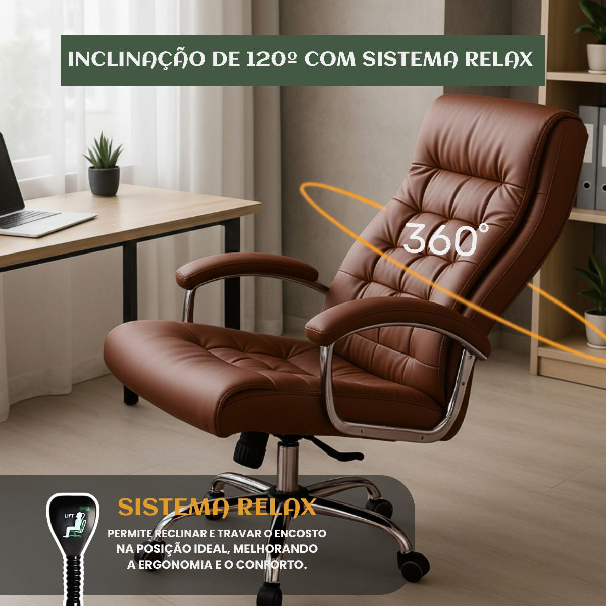 Cadeira De Escritório Miami Preta Presidente Ergonômica Tecnológica Com 42 Molas Ensacadas Revestimento Pillow Top LuvinCo