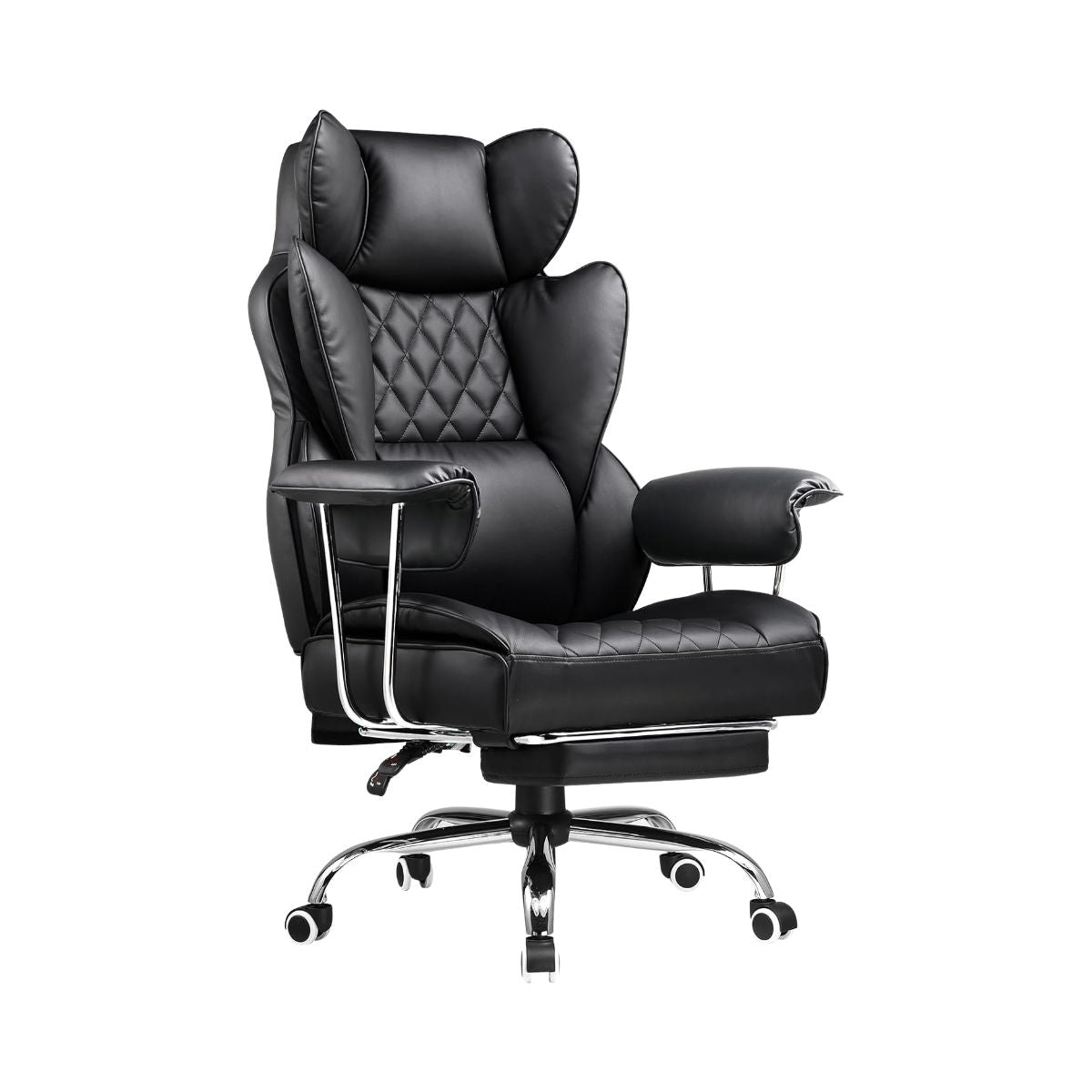 Cadeira de Escritorio Poltrona Luxemburgo Gamer Ergonômica Couro Sintético Tecnológica com Molas Ensacadas Reclinável Suporte Lombar Apoio de Pés e Braços Macio Resistente Suporta 200kg LuvinCo