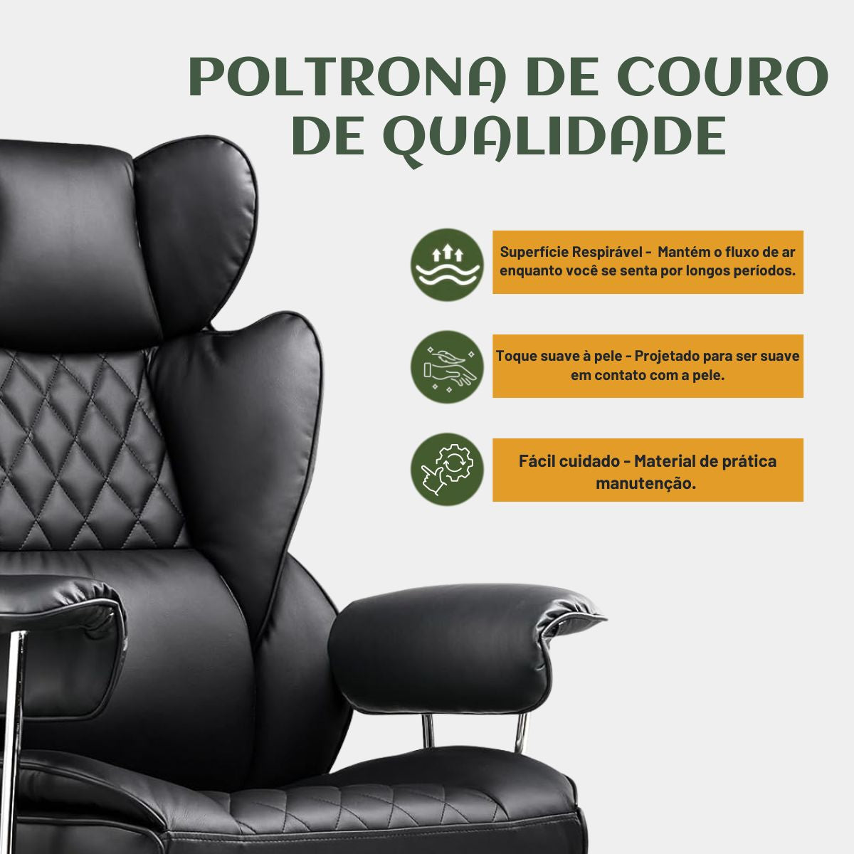 Cadeira de Escritorio Poltrona Luxemburgo Gamer Ergonômica Couro Sintético Tecnológica com Molas Ensacadas Reclinável Suporte Lombar Apoio de Pés e Braços Macio Resistente Suporta 200kg LuvinCo
