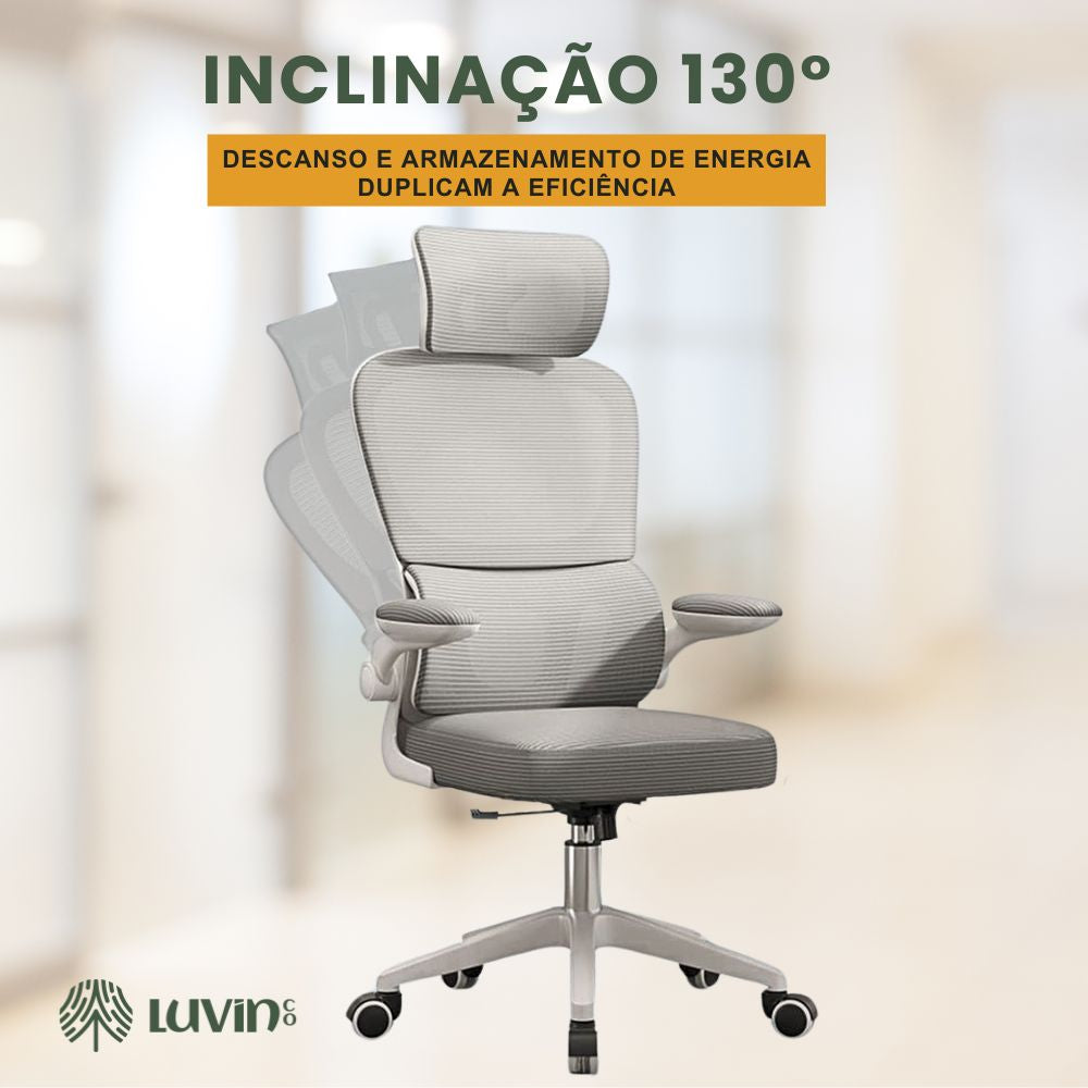 Cadeira Escritório Ergonômica Genebra B500 e G500 Luvinco com Suporte Lombar Estofado Mesh