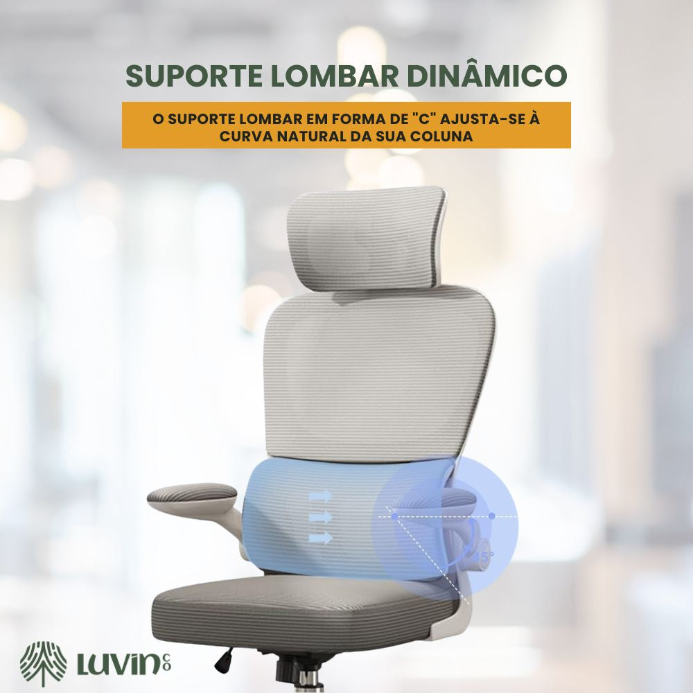 Cadeira Escritório Ergonômica Genebra B500 e G500 Luvinco com Suporte Lombar Estofado Mesh