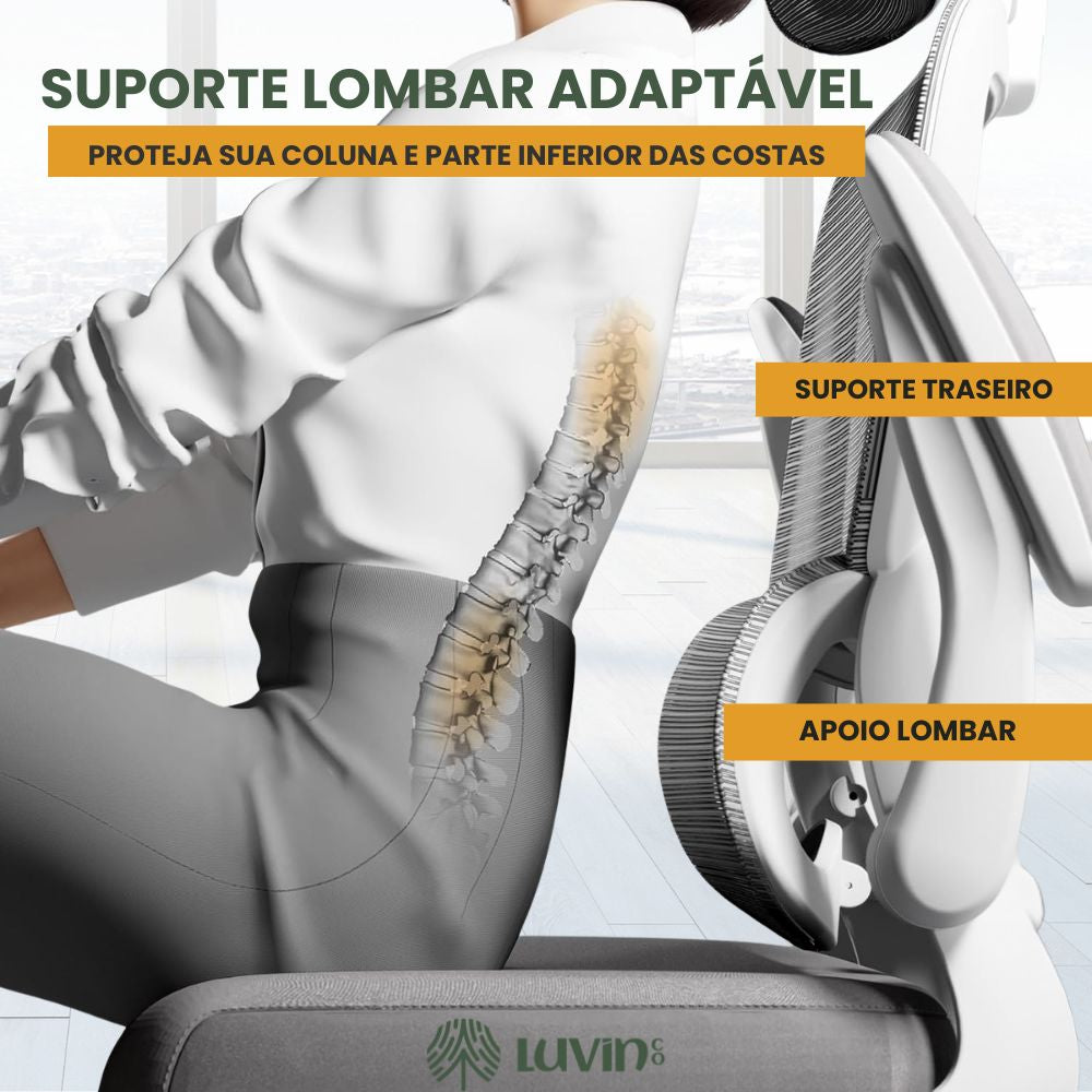 Cadeira Escritório Ergonômica Genebra B500 e G500 Luvinco com Suporte Lombar Estofado Mesh