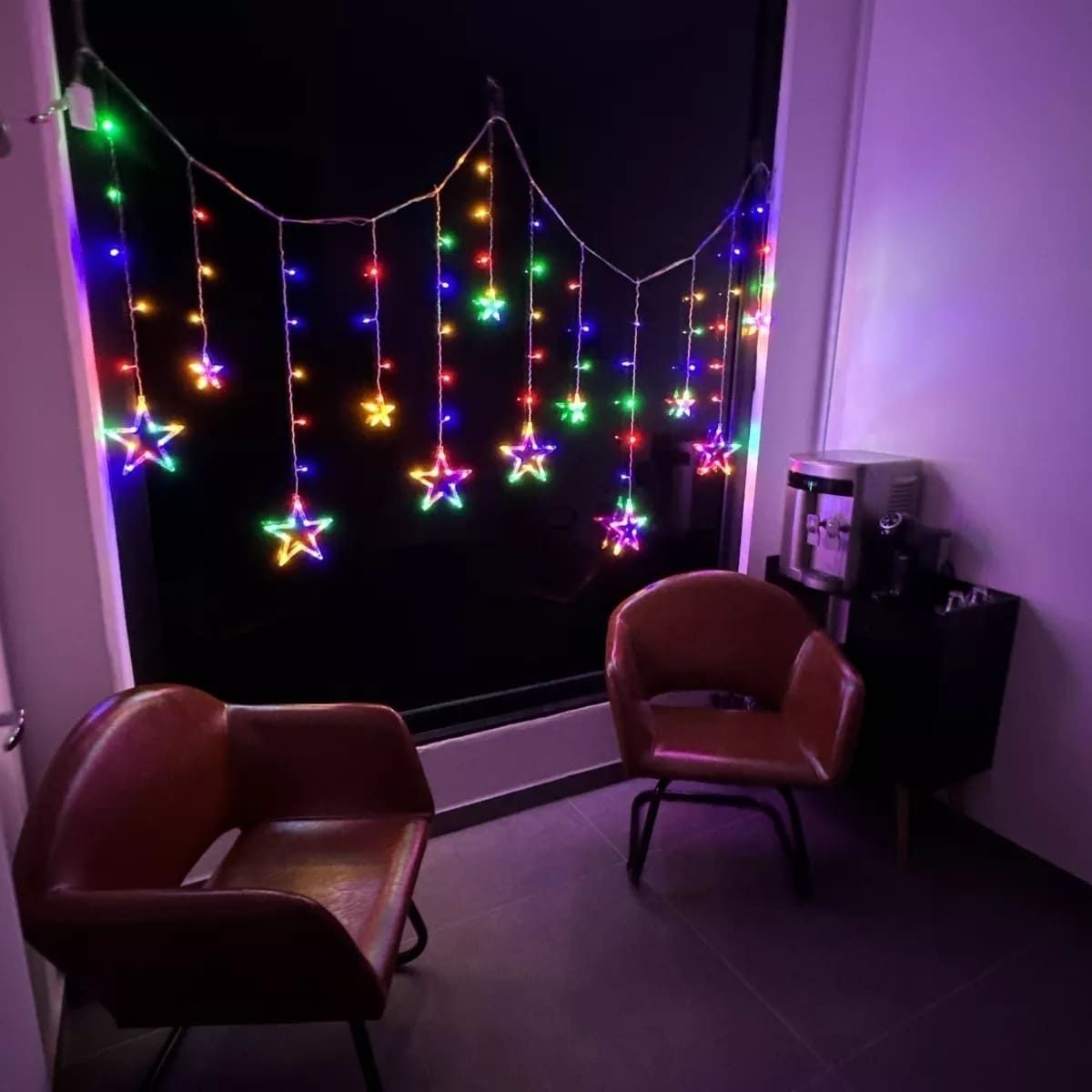 Cascata Estrela Led Com Estrelas Decoração 8 Funções Natal Pisca