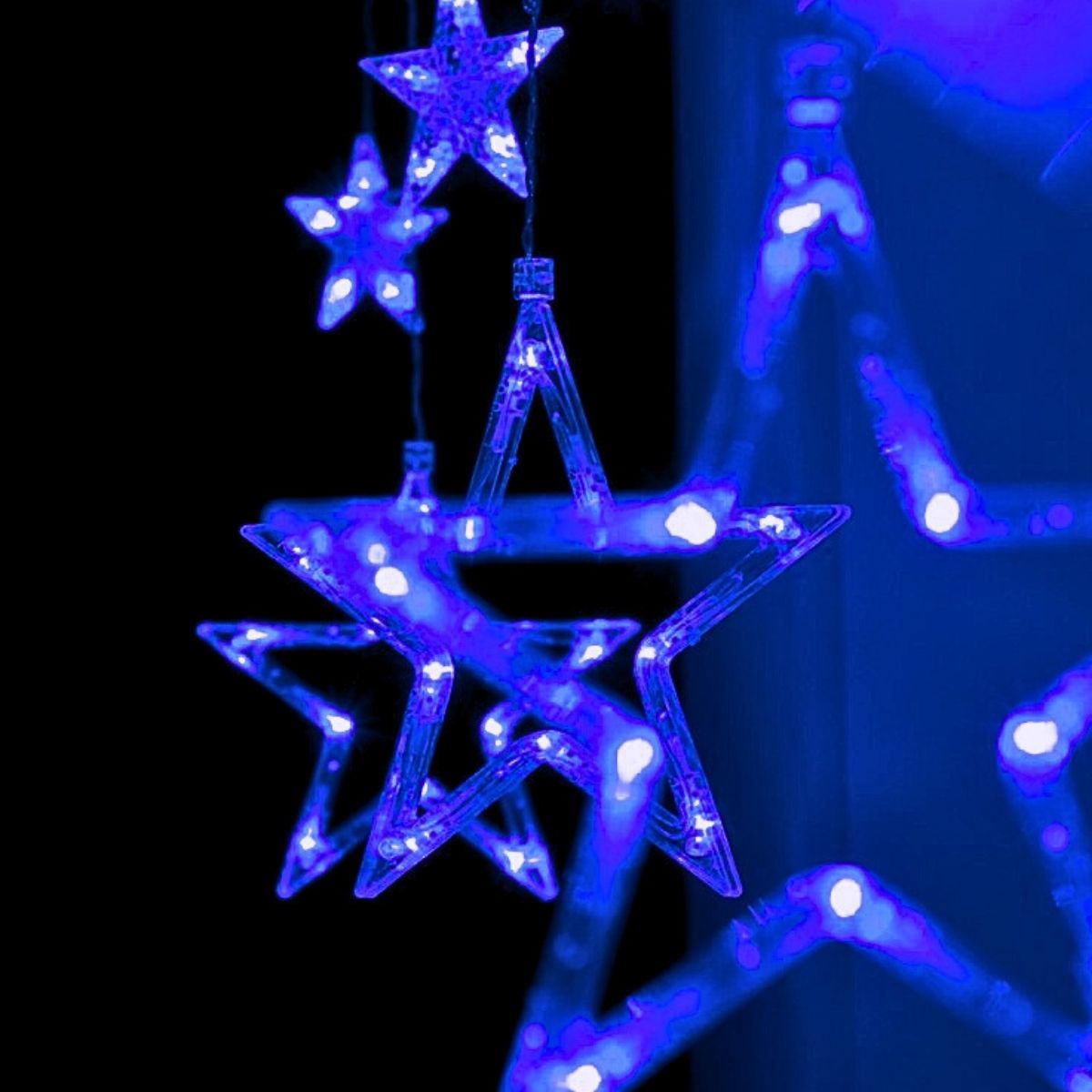 Cascata Estrela Led Com Estrelas Decoração 8 Funções Natal Pisca