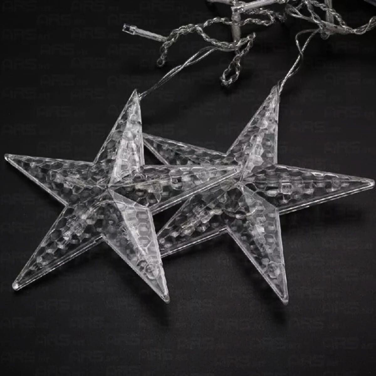 Cascata Estrela Led Com Estrelas Decoração 8 Funções Natal Pisca
