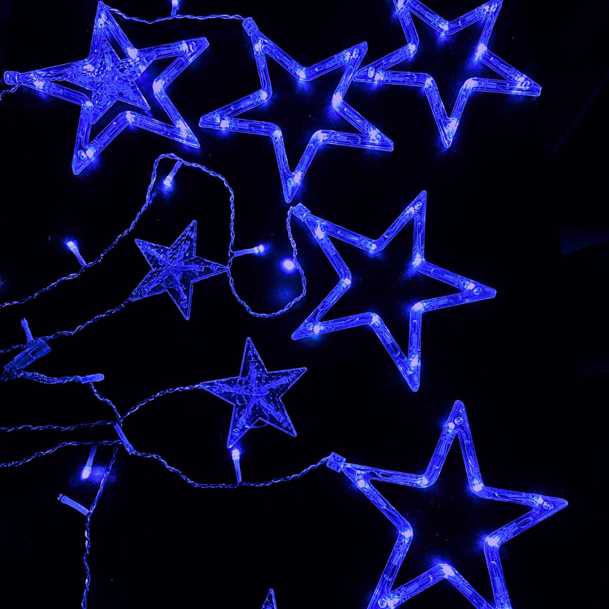 Cascata Estrela Led Com Estrelas Decoração 8 Funções Natal Pisca