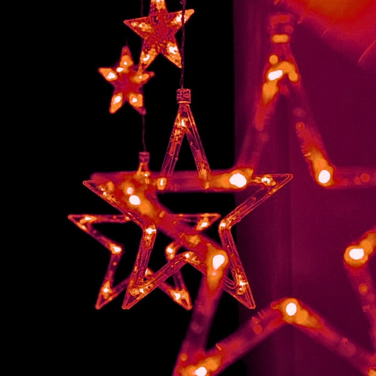 Cascata Estrela Led Com Estrelas Decoração 8 Funções Natal Pisca