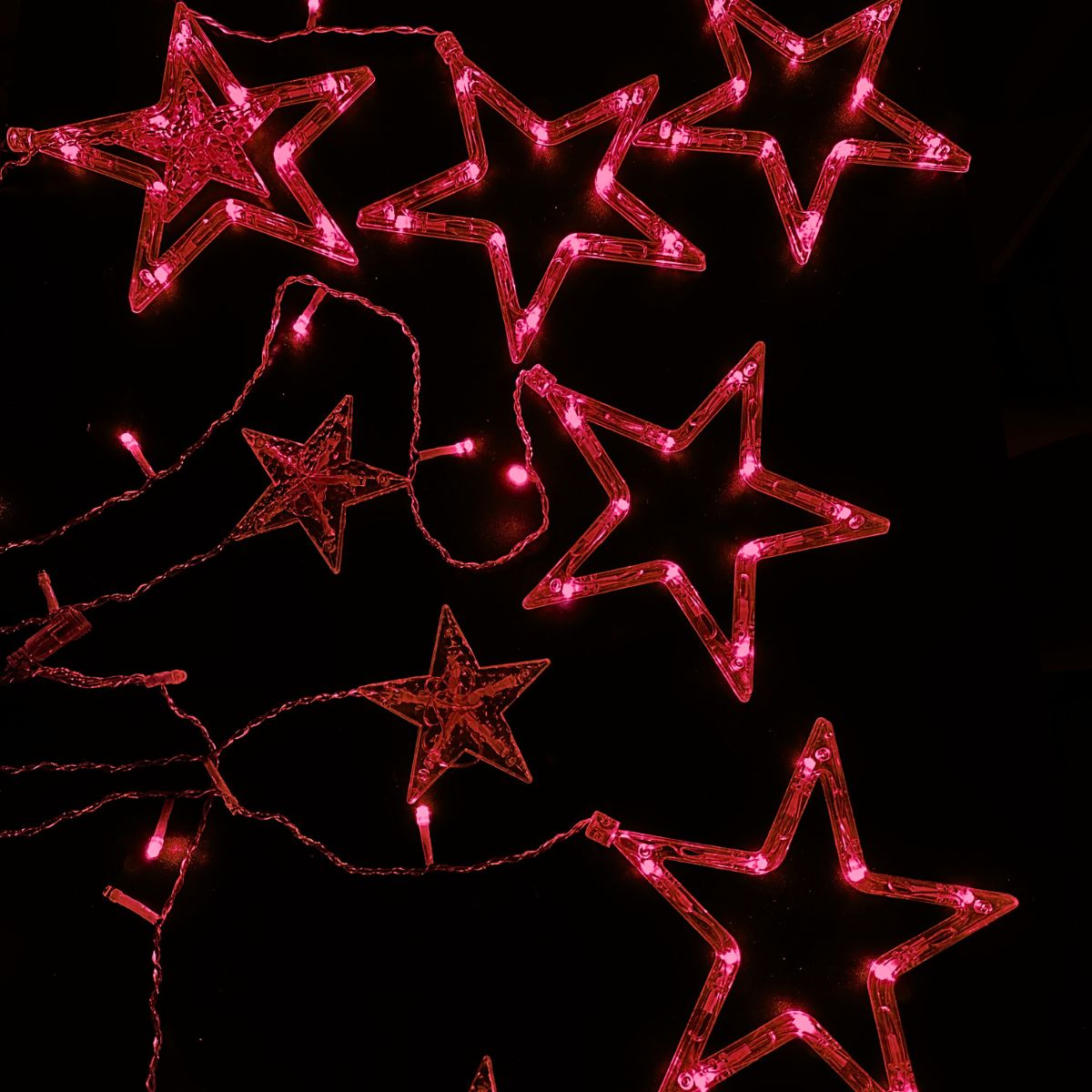 Cascata Estrela Led Com Estrelas Decoração 8 Funções Natal Pisca