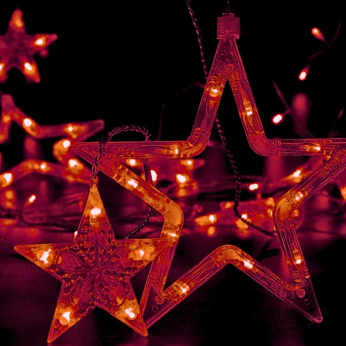 Cascata Estrela Led Com Estrelas Decoração 8 Funções Natal Pisca