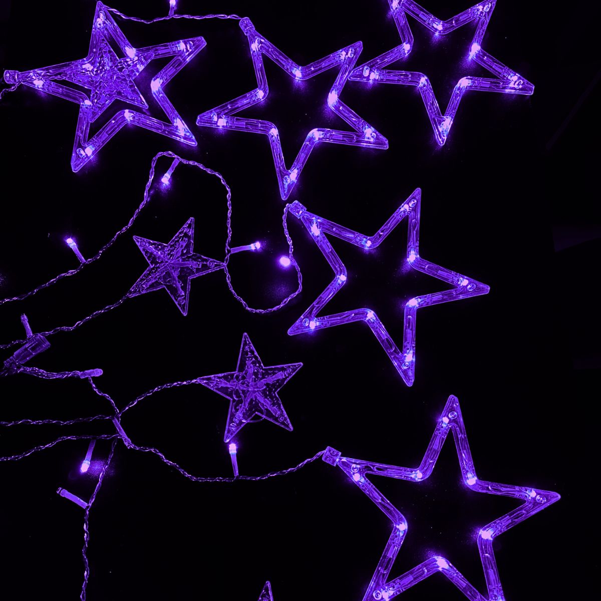 Cascata Estrela Led Com Estrelas Decoração 8 Funções Natal Pisca