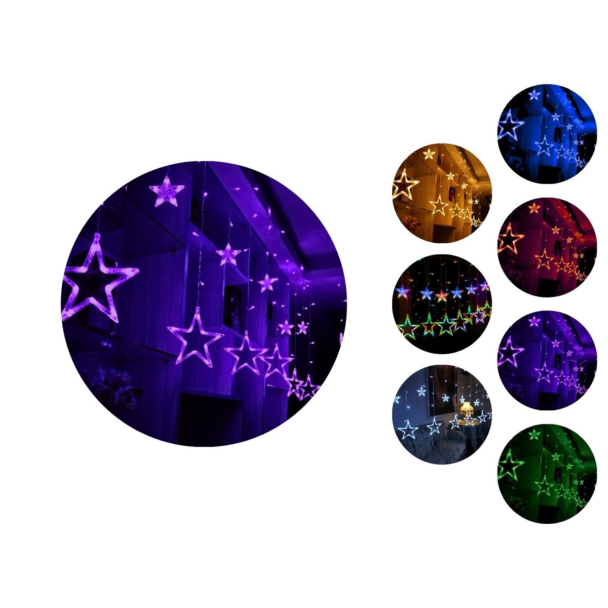 Cascata Estrela Led Com Estrelas Decoração 8 Funções Natal Pisca