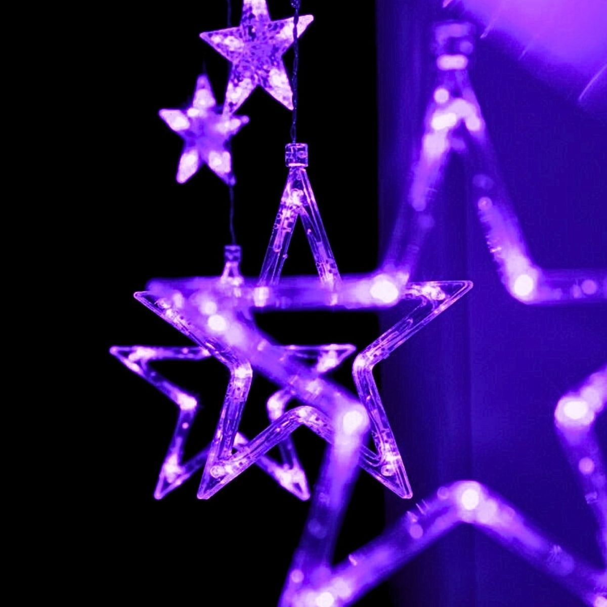 Cascata Estrela Led Com Estrelas Decoração 8 Funções Natal Pisca
