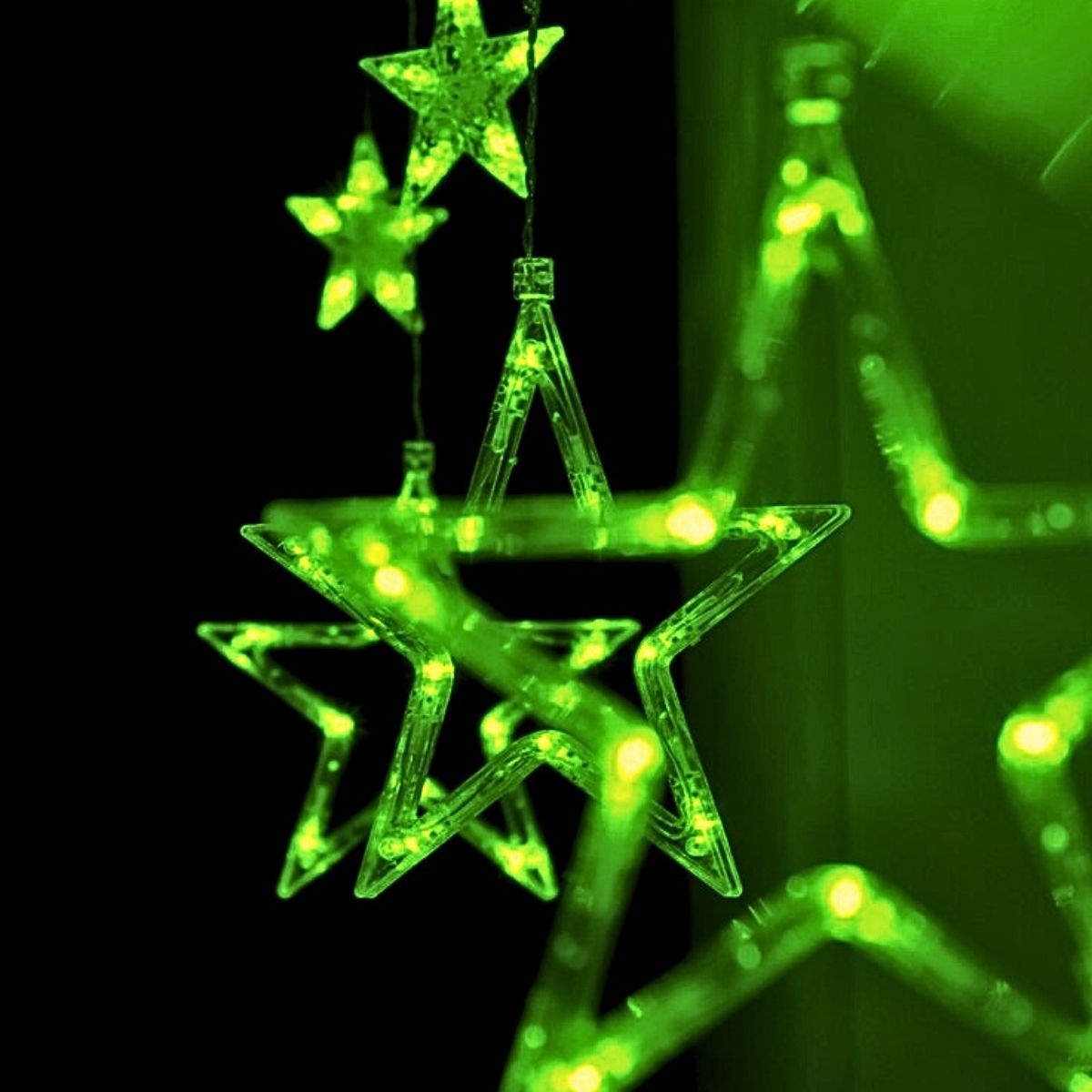 Cascata Estrela Led Com Estrelas Decoração 8 Funções Natal Pisca