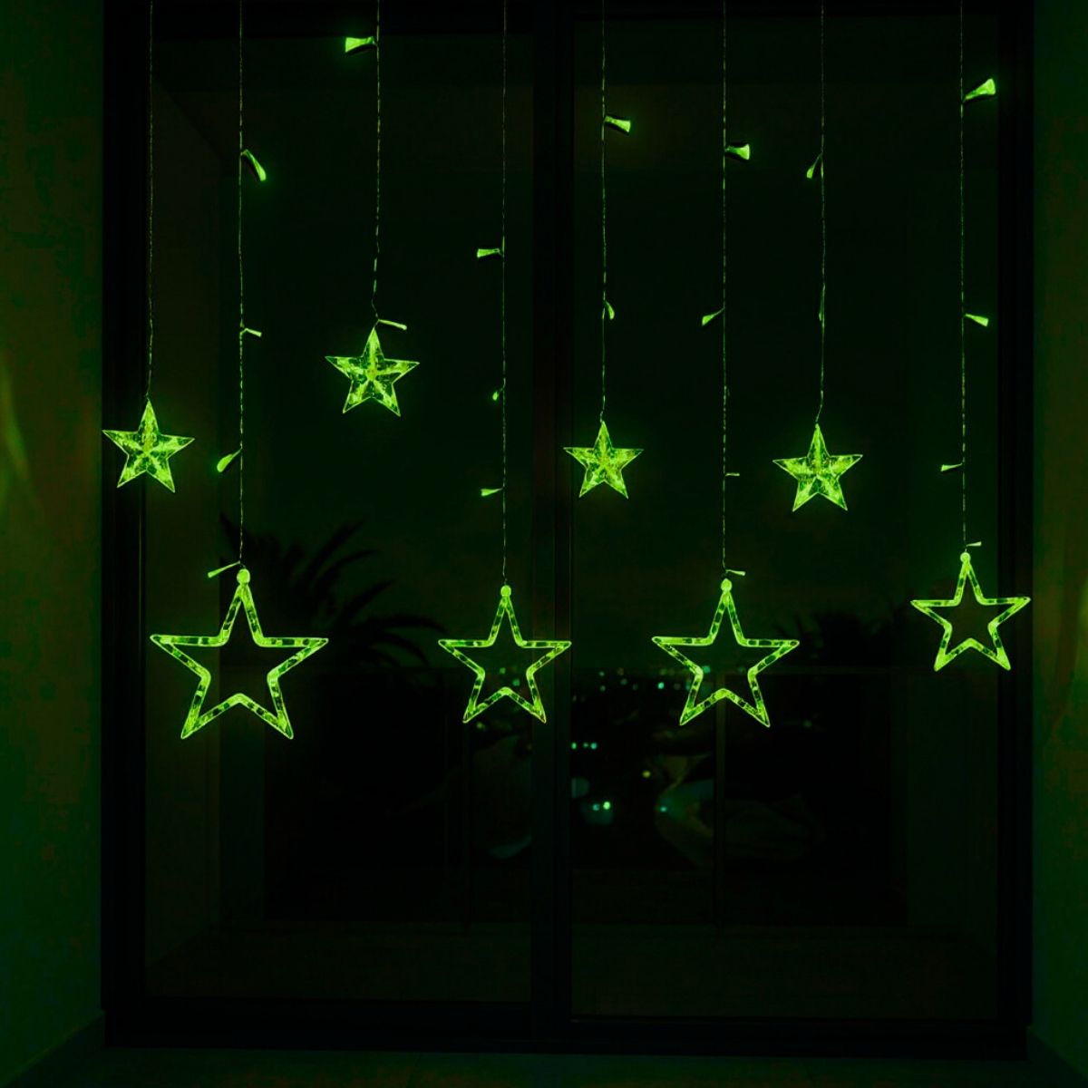 Cascata Estrela Led Com Estrelas Decoração 8 Funções Natal Pisca