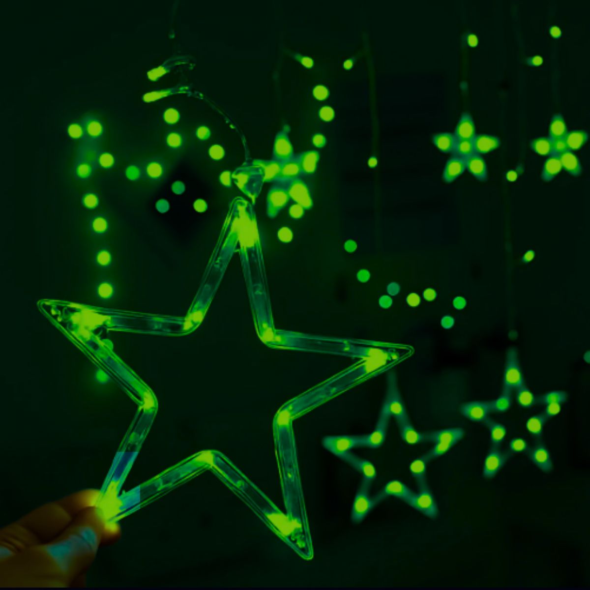 Cascata Estrela Led Com Estrelas Decoração 8 Funções Natal Pisca
