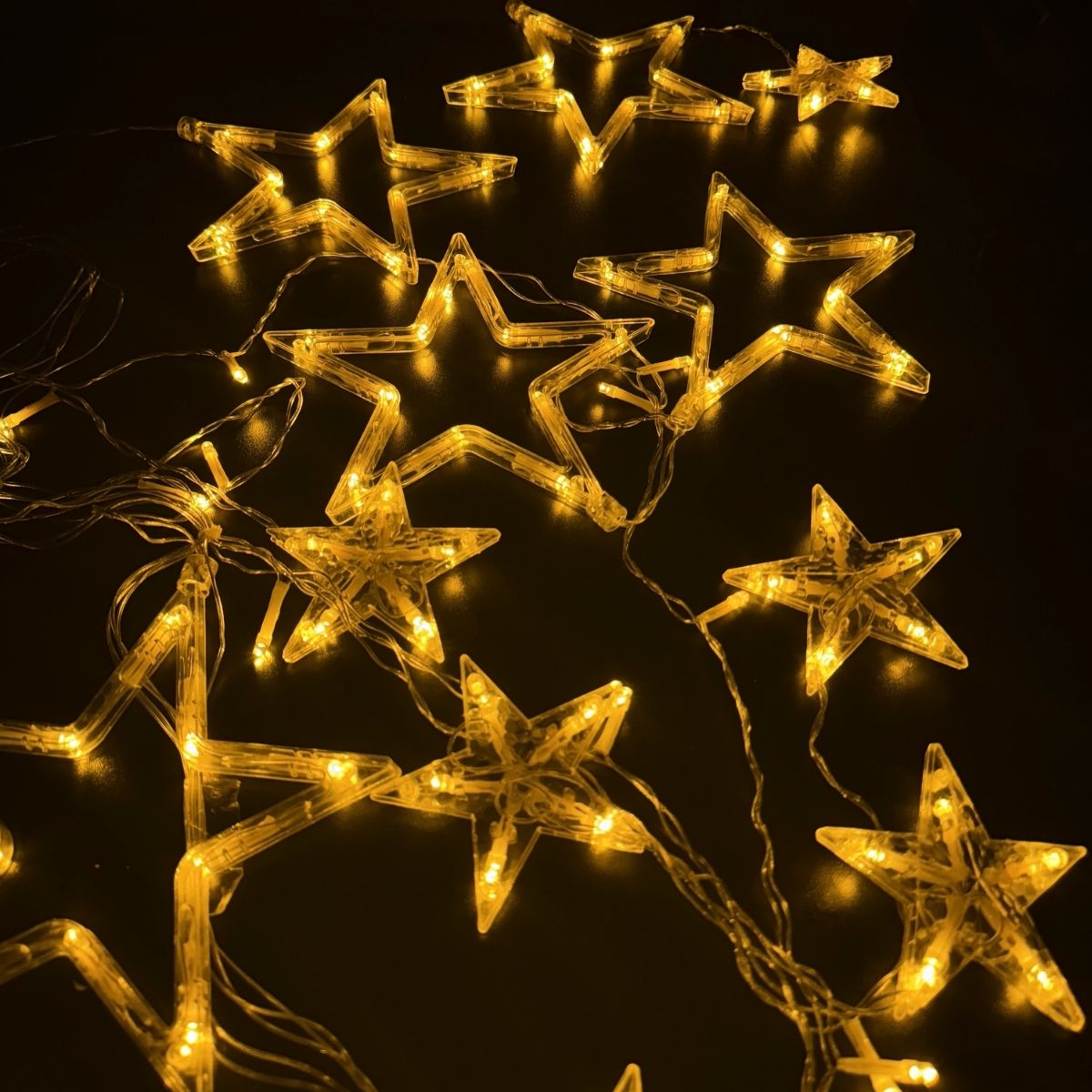 Cascata Estrela Led Com Estrelas Decoração 8 Funções Natal Pisca