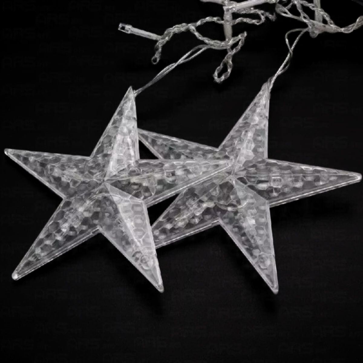 Cascata Estrela Led Com Estrelas Decoração 8 Funções Natal Pisca