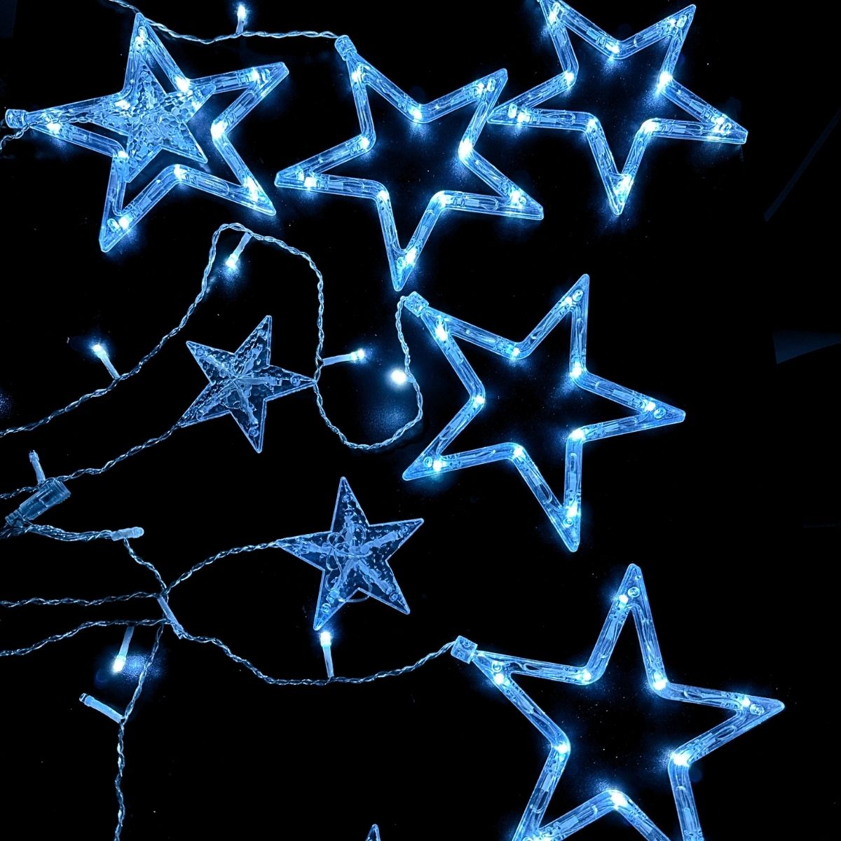 Cascata Estrela Led Com Estrelas Decoração 8 Funções Natal Pisca