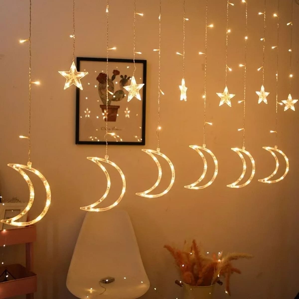 Cascata Lua 138 Leds Multi Funções Luzes de Iluminação Pisca Para Decoração e Ideal para Fachadas e Festas Bivolt