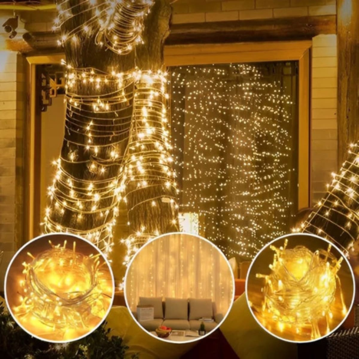 Cordão Pisca de Natal 300 Leds 30 metros Fio Transparente 8 Funções Decoração Para Árvores, Casa e Festas  LuvinCo